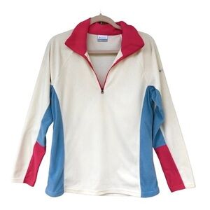 Columbia Fleece Pullover Colorblock Blue Pink 1/2 Zip Light Weight Size L